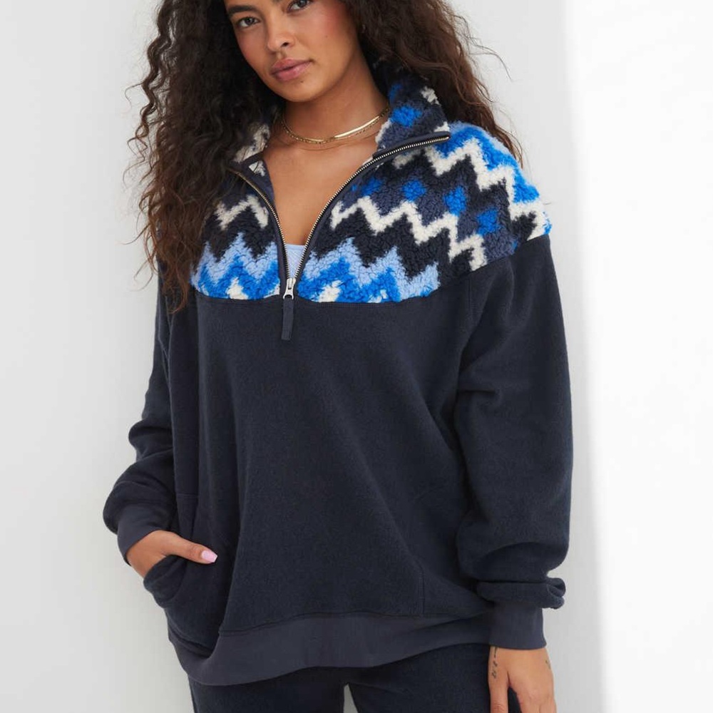 aerie hometown holiday quarter zip sweatshirt